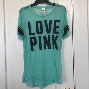 LOVE PINK Sheer Blue Short Sleeve Size Small